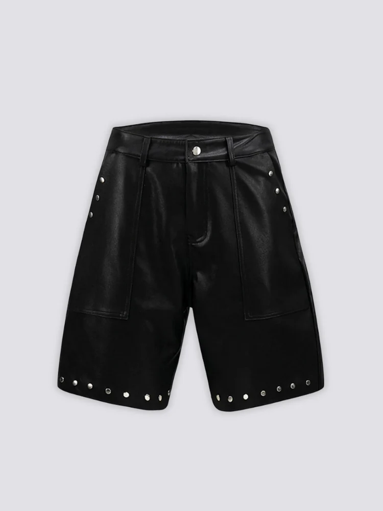 Black Leather Shorts - レザー - Image 3
