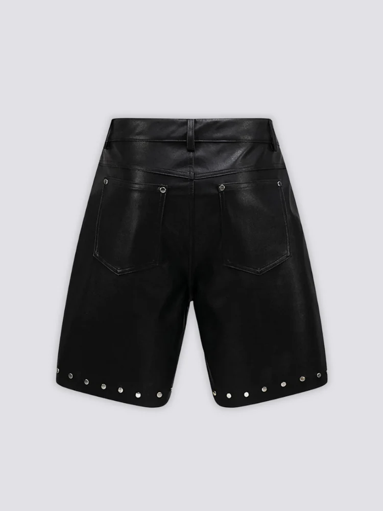 Black Leather Shorts - レザー - Image 4