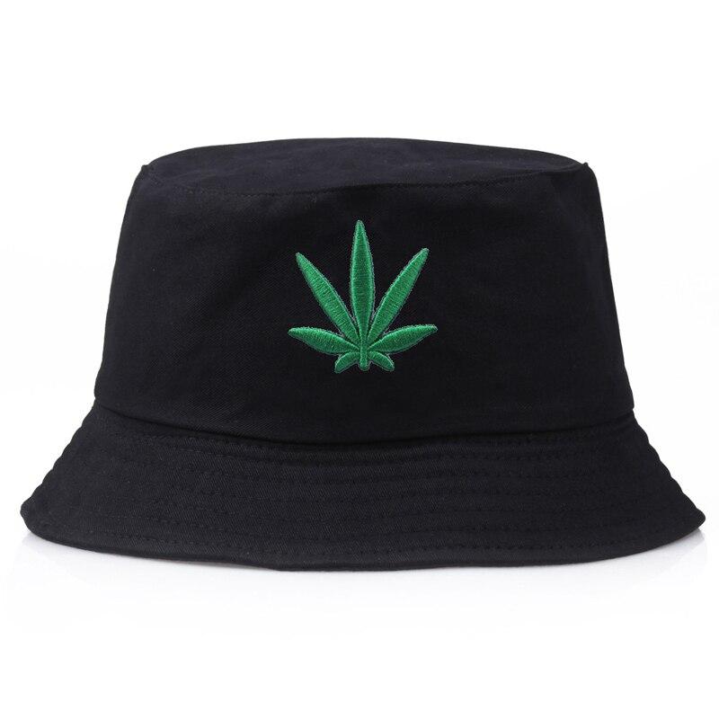 Black Bucket Hats 'Hemp Leaf' - Image 3