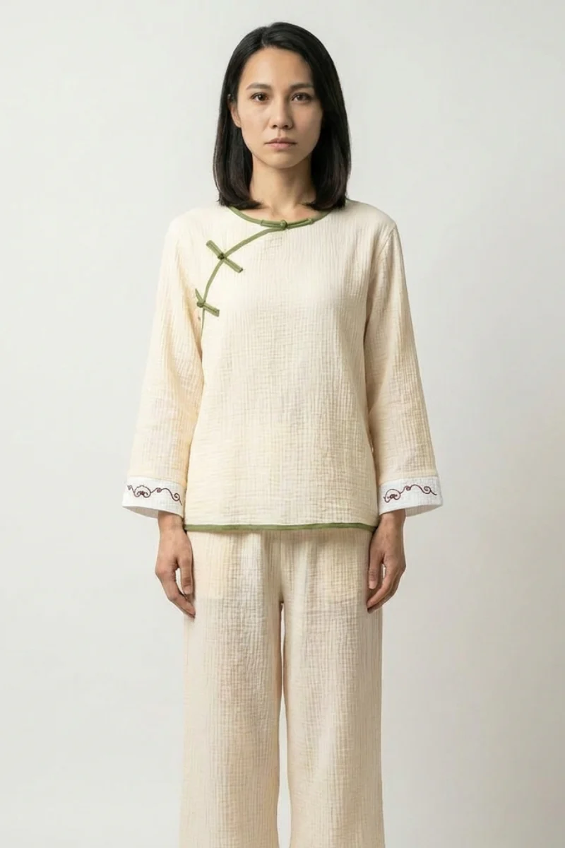 Cream Japanese Style Pajamas 'Yutori'