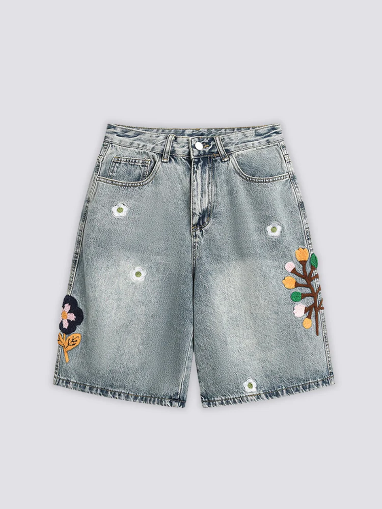 Embroidered Denim Shorts - 刺繍 - Image 3