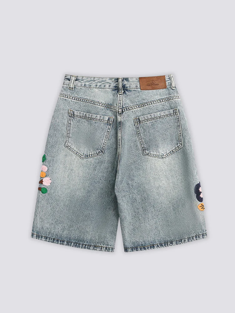 Embroidered Denim Shorts - 刺繍 - Image 4