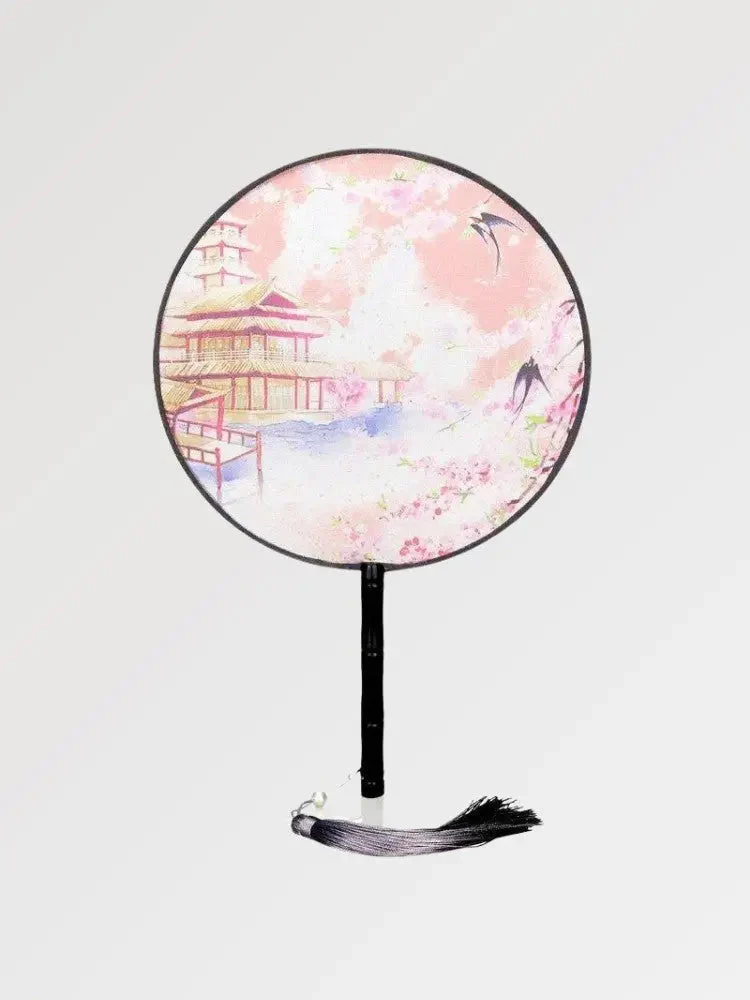Japanese Round Temple Fan 'Toyoake