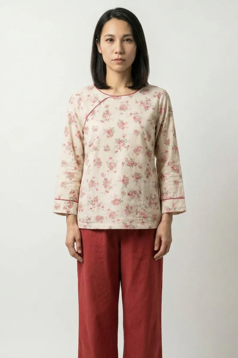 Floral Japanese Sleepwear Set 'Komon'