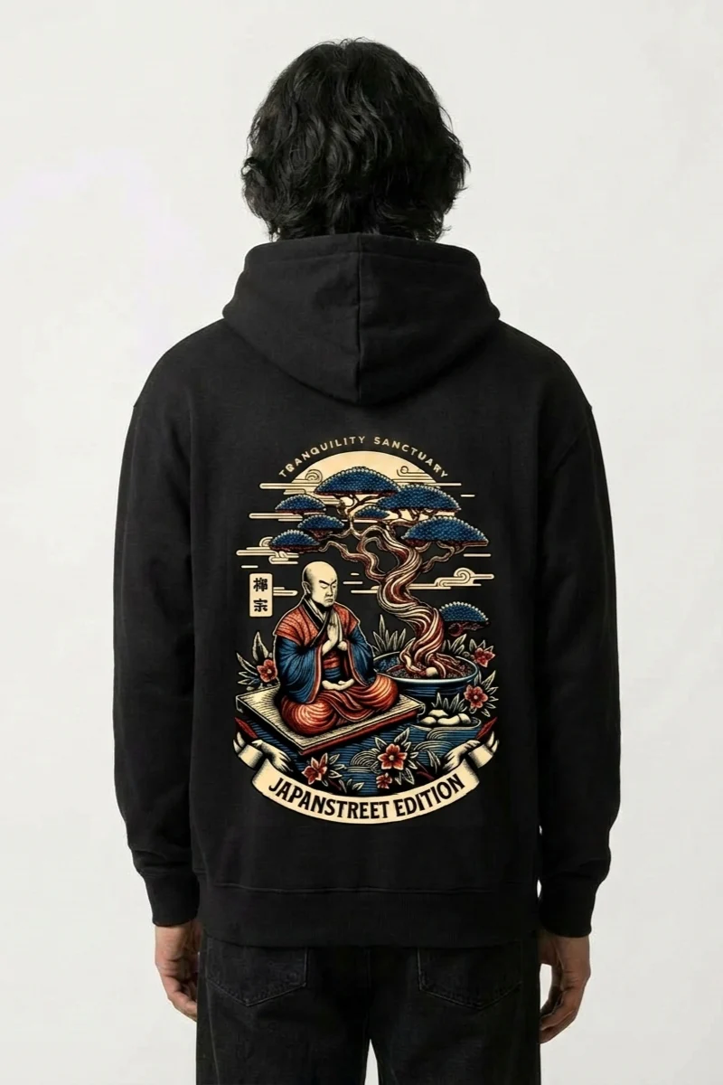 Hoodie with Japanese Print - プリント