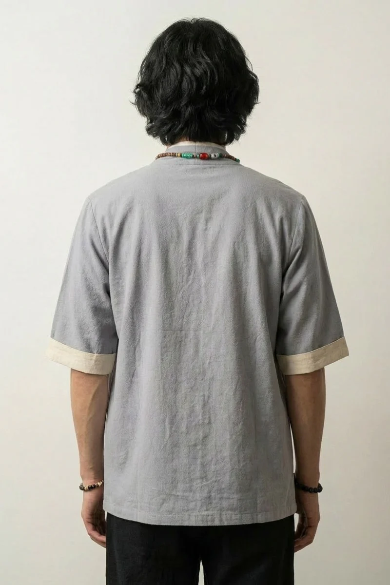 Japanese Style Jacket Mens 'Grey Hideki' - Image 2