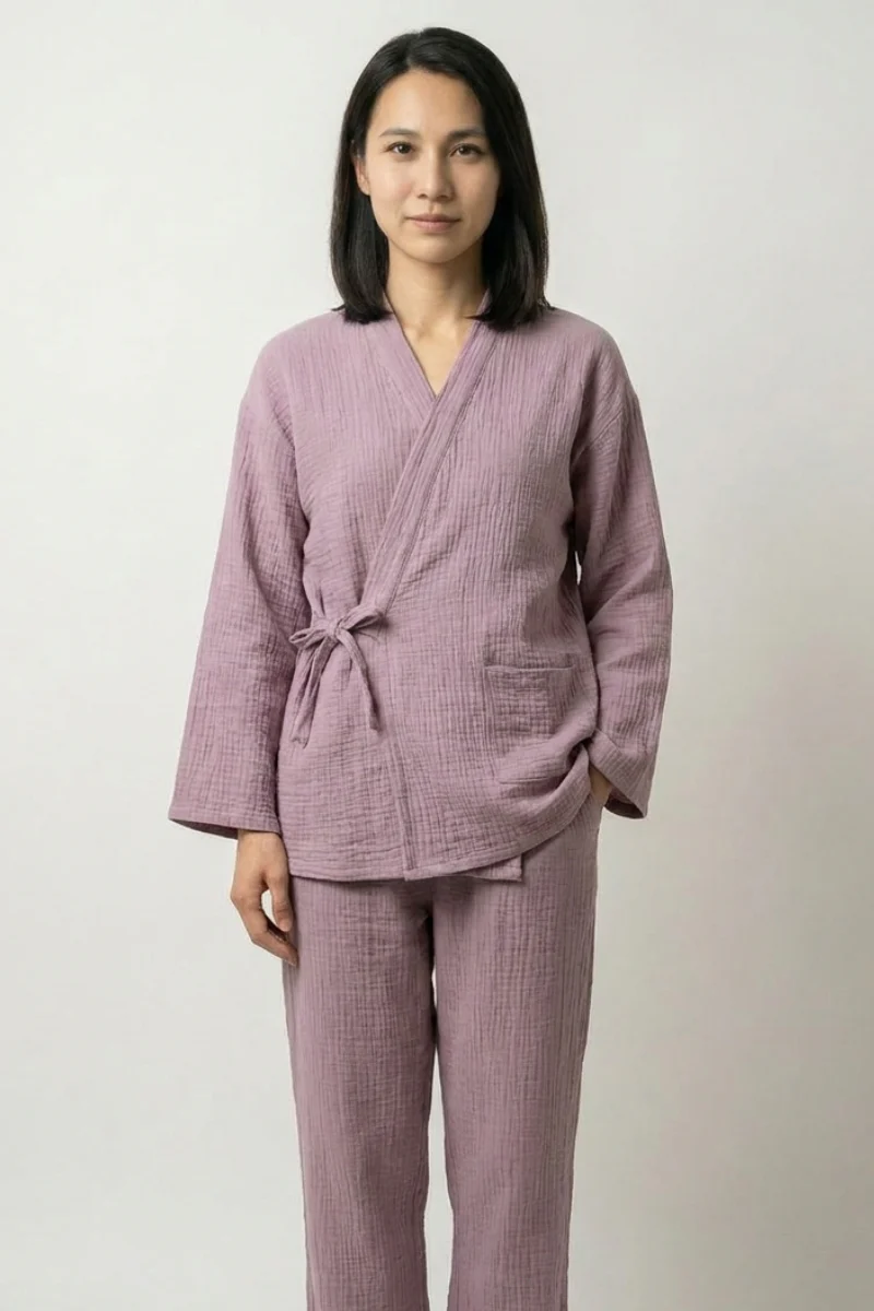 Lavender Gauze Japanese Pajama Set 'Kasumi'