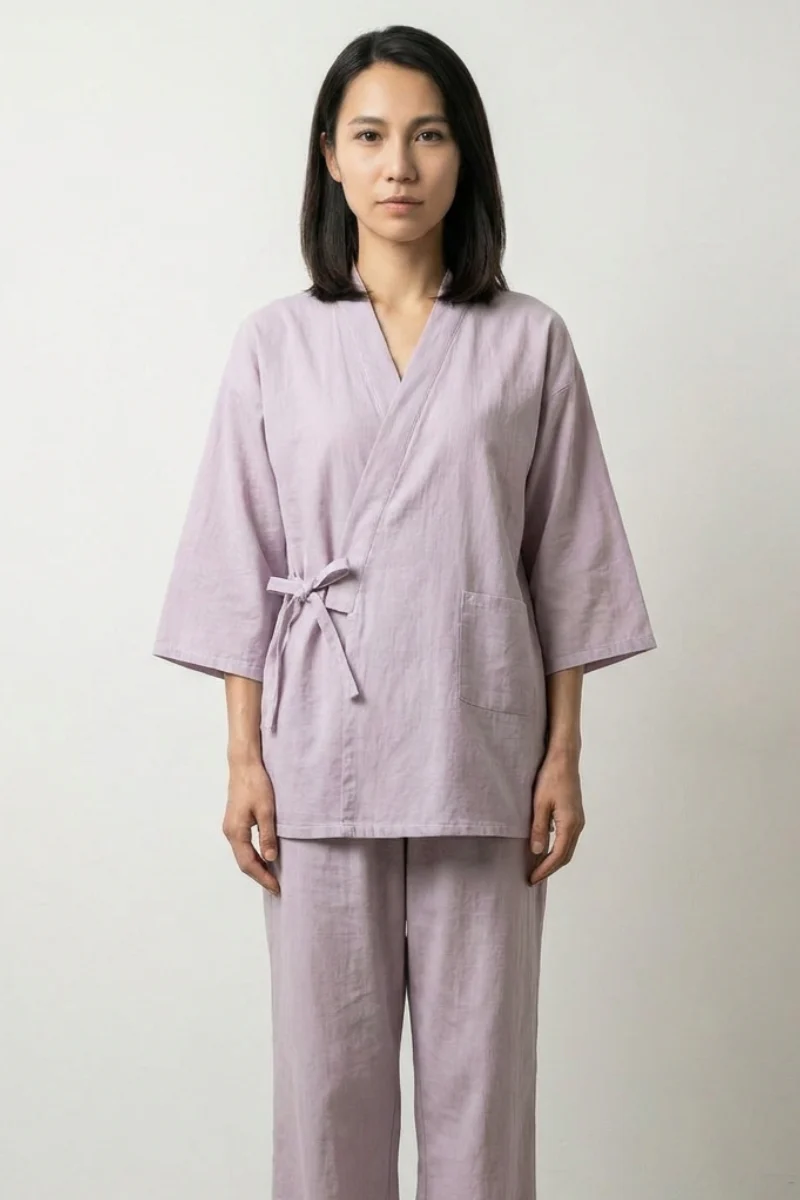 Lavender Japanese Pajama Set 'Fujikiri'