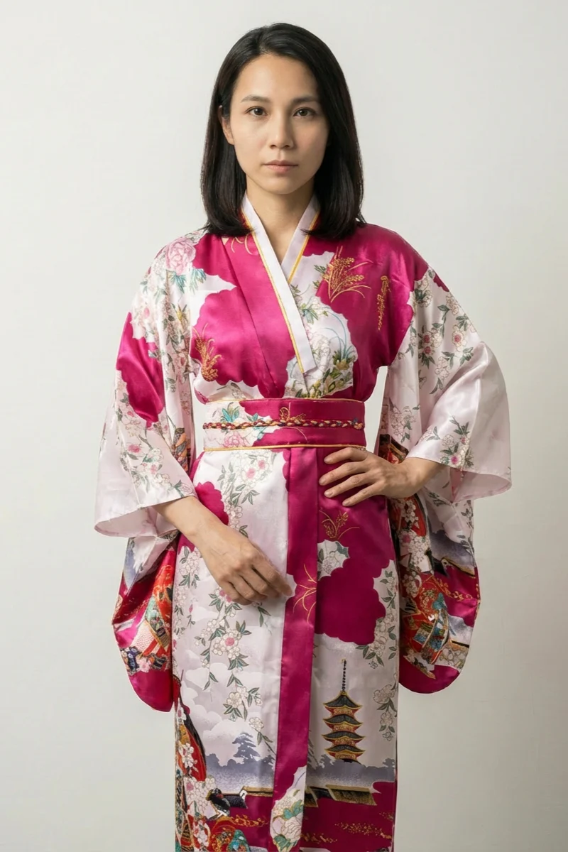Magenta Kimono Robe 'Tomoka'
