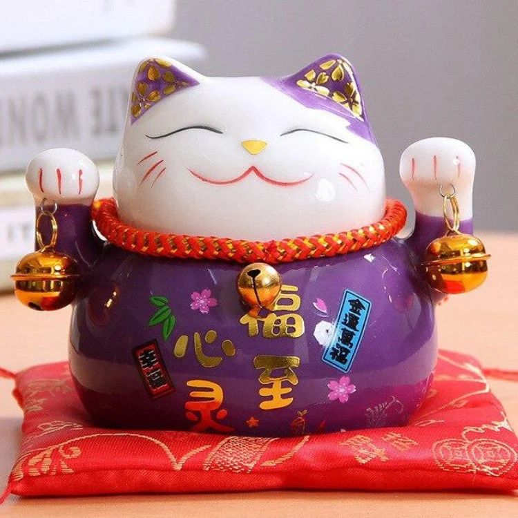 Maneki Neko Piggy Bank 'Violet' - Image 2