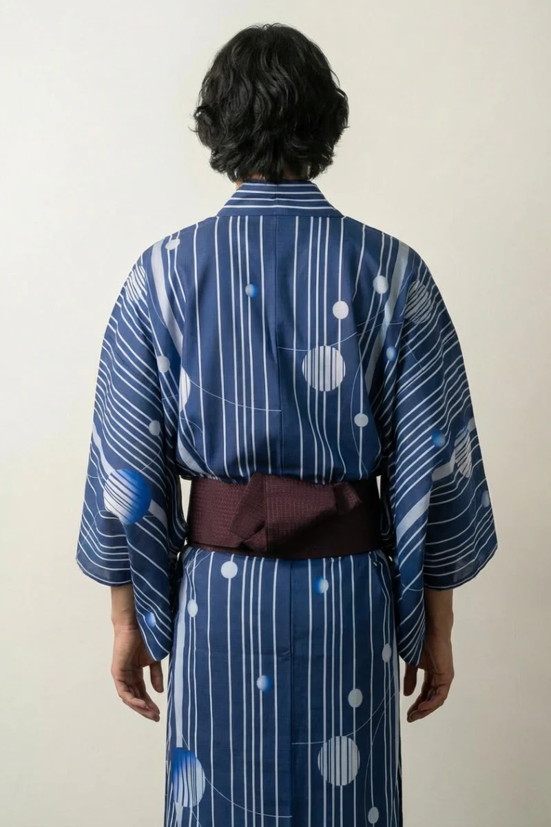Men's Yukata Blue 'Tamahari' - Image 2