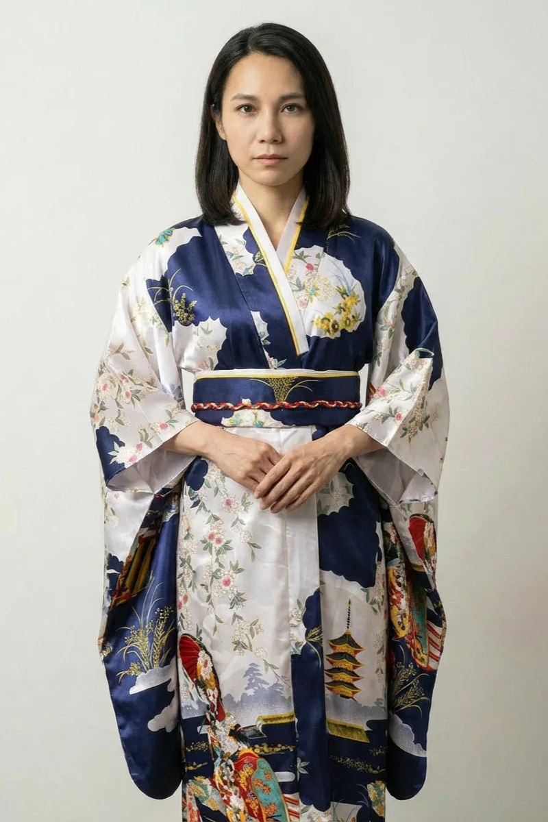 Navy Japanese Kimono 'Edoko'
