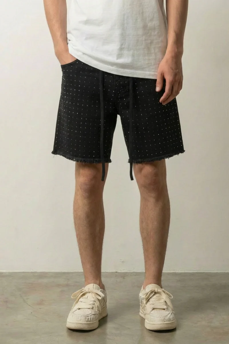 Rhinestone Denim Shorts - ストラス