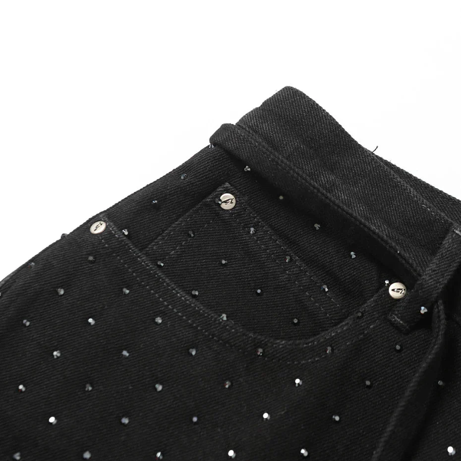 Rhinestone Denim Shorts - ストラス - Image 5