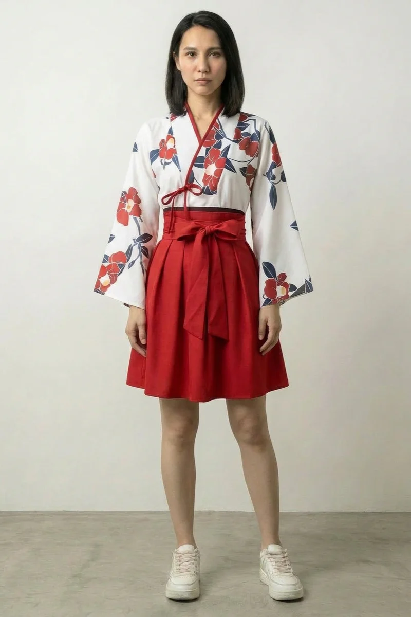 Camellia Japanese Kimono Dress Set 'Amaya' - Image 2