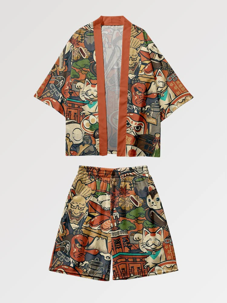 Kimono Set 'Daruma x Neko' - Image 2