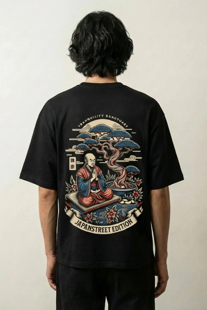 T-Shirt with Japanese Print - プリント