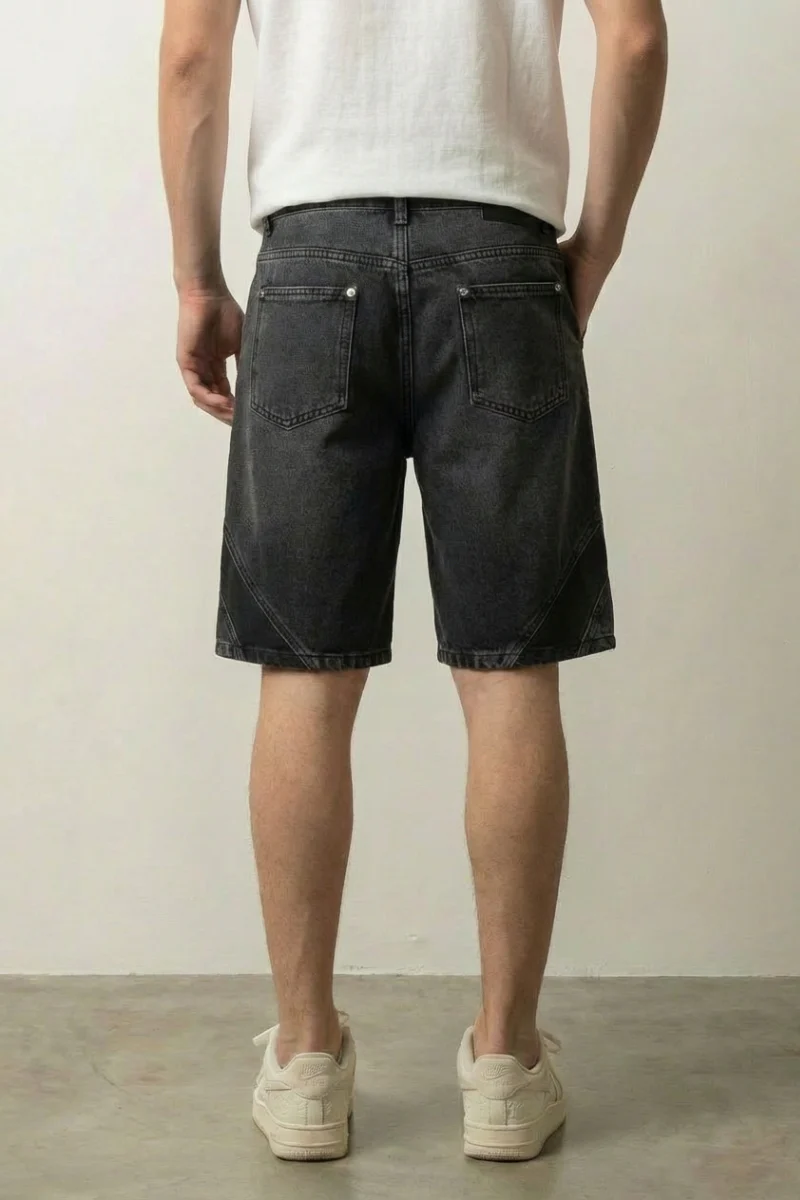 Two-Tone Denim Shorts - ツートン - Image 4