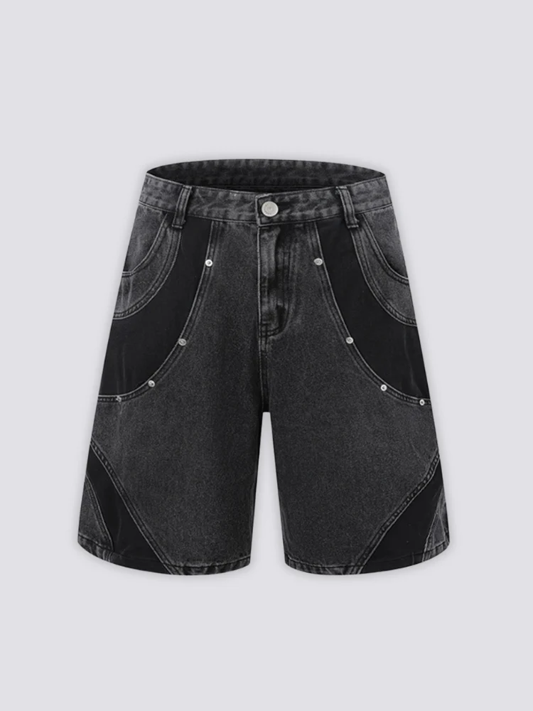 Two-Tone Denim Shorts - ツートン - Image 6