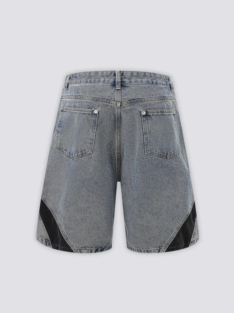 Two-Tone Denim Shorts - ツートン - Image 7
