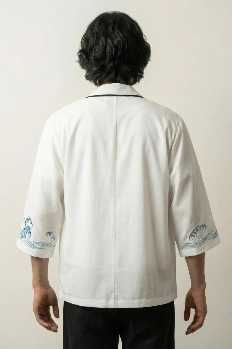 White Kimono Cardigan 'Kanagawa' - Image 2